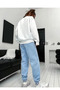 1898 Brooklyn Baby Blue Jogger White Sweatshirt Top and Bottom Tracksuit Set Oversized Crew Neck - 2