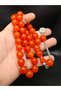 Large Size Sphere Cut Coral Color Crimped Amber Prayer Beads - 2