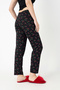 Cotton Thin Breathable Fabric Ribbon Waist Detail Cherry B Printed Women's Pocketless Pajama Bottoms