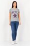 Women Crew Neck Short Sleeve Graphic T Shirt, Grey - 3