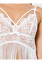 Women Lace Top Wireless Tassel Cami Dress with Thong Set - 4
