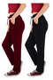 Women's Viscose Fabric 2-Pack Black/Burgundy Sweatpants (with Plus Size Option)