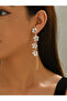 Women Floral Faux Pearl Dangle Earrings