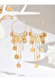 Women Metal Round Tassel Chain Earrings - 3
