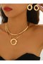 Gold Layered Necklace and Earrings Set - 2