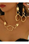 Gold Geometric Necklace and Earrings Set - 4