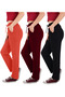 Women's Viscose Fabric 3-Pack Black/Burgundy/Pomegranate Flower Sweatpants (with Plus Size Option)