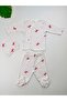 3-Piece Bow Patterned Beret 100% Cotton Baby Girl Newborn Bodysuit Set - 3