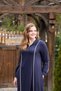 Zippered Half-High Collar Contrast Piped Detail Combed Cotton Fabric Full Length Dress - 4