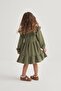 Girl's Corded Fabric Layers Ruffle Dress Green - 4