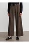 72220 Double Belted Pleated Fabric Trousers-Khaki - 4