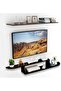 Modern Floating TV Stand with Dual-Level Shelves for Media Devices and Home Decor - Black - 3