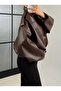 New Season Oversized Bomber Women's Brown Biker Leather Jacket - 2