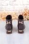 573102 Buckle Detailed Pointed Toe 3 cm Thick Heel Zippered Women's Boots - 5