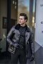 Men's Black Bag Pocket Full Fur Collar Black Fur Detailed Leather Coat