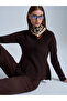 10824 Crew Neck Peplum Knitwear Top-Dark Brown - 2