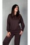 Women's Long Sleeve Crew Neck Viscose Two Thread Blouse and Pants Double Suit - 4