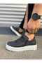 Jy502 Bold Lace-Up Skin Men's Casual Sneaker Shoes Cbt - Black - 3