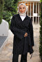 Black Hooded Laser Cut Denim Jacket - 5