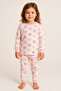 100% Cotton Premium Model Pink Heart Girl's Cuffed Pajama Set