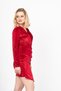 Women's Winter Red Velvet Luxe Draped Dress Velvet Sparkle Dress Stylish Daily Comfortable Dress 50345 - 2