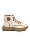 Beige Lace-Up Zippered Women's Boots 24K310-13 Z - 2