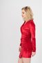 Women's Winter Red Velvet Luxe Draped Dress Velvet Sparkle Dress Stylish Daily Comfortable Dress 50345 - 3