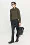 Altınyıldız ACE049261230 Khaki Melange Bato Neck Half-Zip Standard Fit Knit Sweater - 2