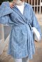 Blue Hooded Laser Cut Denim Jacket - 3