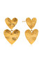 18 K Gold Plated Ribbed Big Heart Pendant Earrings - 2