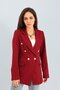 Women's Burgundy Double-Breasted Gold Buttoned Blazer Jacket Shoulder Shoulder Pad Pieces