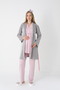 Striped Maternity Pajama Set 3-Piece Set (Pajamas + Robe) Breastfeeding Compatible & Adjustable Waist