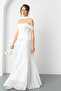 Women's White Slim Fit Shawl Collar Strapless Promise Engagement Evening Dress - 2