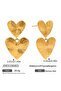 18 K Gold Plated Ribbed Big Heart Pendant Earrings - 3