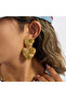18 K Gold Plated Ribbed Big Heart Pendant Earrings