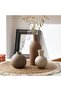 Ceramic Vase Set of 3 - Rustic Farmhouse Decorative Pottery Vases for Pampas Grass, Brown - 6