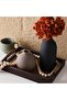 Ceramic Vase Set of 3 - Rustic Farmhouse Decorative Pottery Vases (Black) - 3