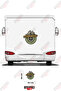 Caravan Sticker Decal with Mountain and Compass Image with the Words'Adventure' Written on It