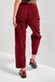 Women's Burgundy Color 26W5-35 Relax Fit Thick Ribbed T33 Velvet Velvet Fabric Trousers - 4