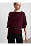 10838 Wool Blend Belted Boat Neck Sweater-Burgundy M. - 4