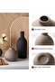 Ceramic Vase Set of 3 - Rustic Farmhouse Decorative Pottery Vases (Black) - 5