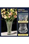 12" Crystal Glass Vase, Diamond Cut Design, 12 in Tall Round Clear Flower Vase - 2