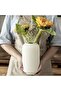 Tall 20CM White Ceramic Ribbed Vase for Home Decor, Table Centerpiece - 2