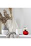 Pomegranate Shaped Glass Vase - Small Red Glazed Decorative Table Ornament - 6