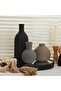 Ceramic Vase Set of 3 - Rustic Farmhouse Decorative Pottery Vases (Black) - 7