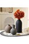Ceramic Vase Set of 3 - Rustic Farmhouse Decorative Pottery Vases (Black) - 8