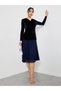 Velvet Lace Hem Wrap Detail Midi Dress