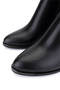 Women's Black Leather Heeled Boots - 3