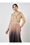 Beige Ombre Pleated Blazer Maxi Dress - 3