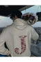 Kiss Design Lettered Oversized Hooded Sweatshirt Hoodie